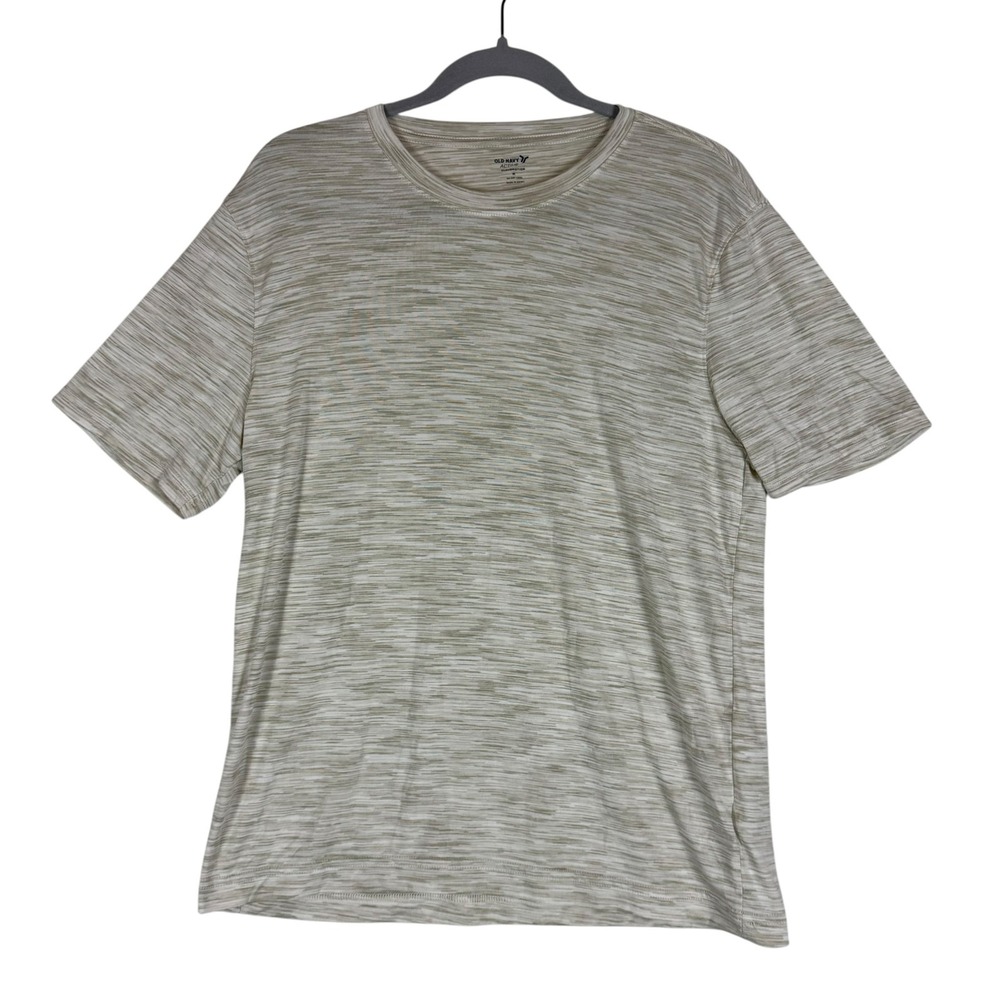 Old Navy Active Shirt Mens Medium Beige Striped Cloudmotion Go-Dry Athletic Tee